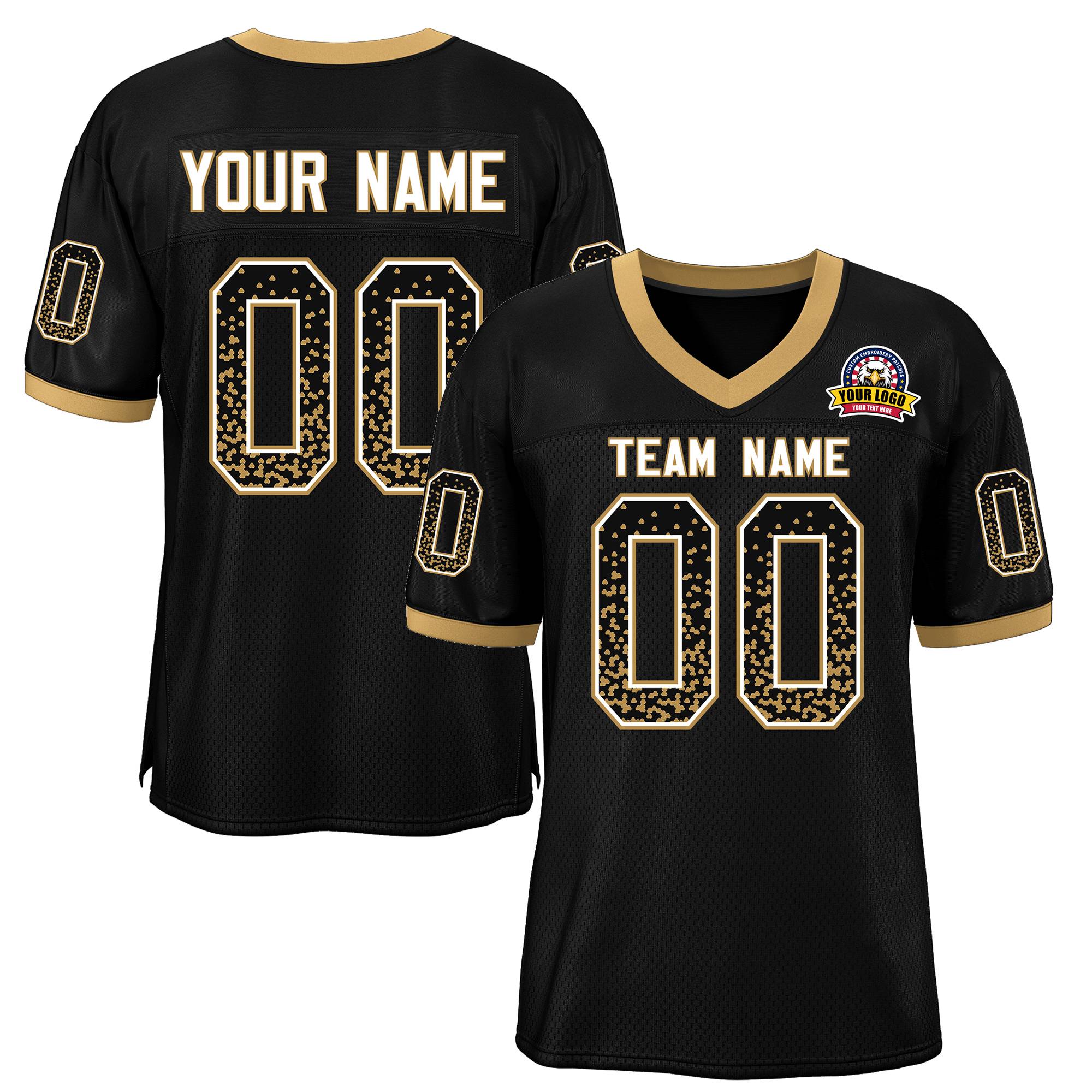 Custom Black White-Old Gold Drift Fashion Mesh Authentic Football Jersey