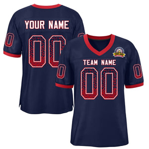 Custom Navy Red-White Drift Fashion Mesh Authentic Football Jersey