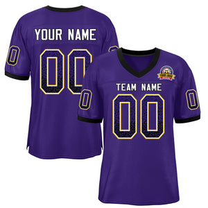 Custom Purple White-Gold Drift Fashion Mesh Authentic Football Jersey