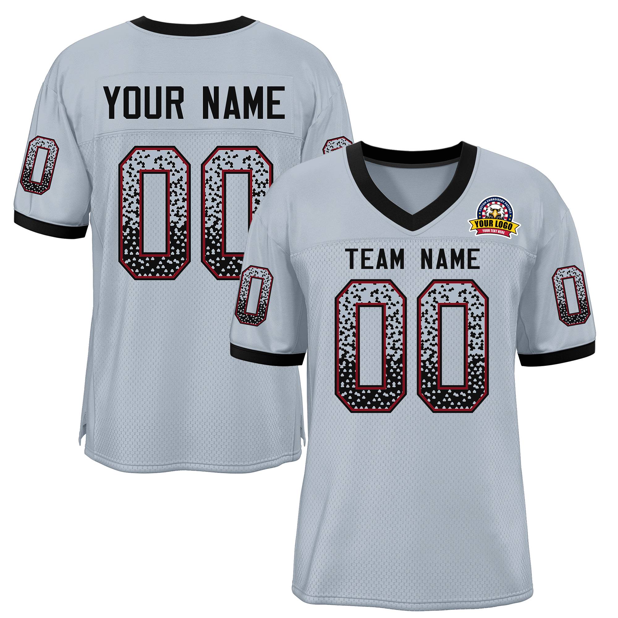 Custom Silver Black-Scarlet Drift Fashion Mesh Authentic Football Jersey