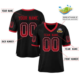 Custom Black Scarlet-White Drift Fashion Mesh Authentic Football Jersey