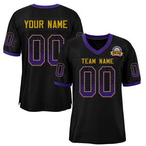 Custom Black Gold-Purple Drift Fashion Mesh Authentic Football Jersey