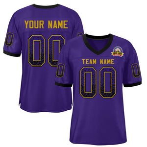 Custom Purple Gold-Black Drift Fashion Mesh Authentic Football Jersey