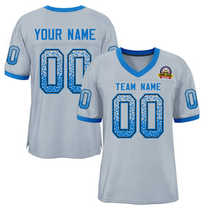 Custom Silver Powder Blue-Black Drift Fashion Mesh Authentic Football Jersey