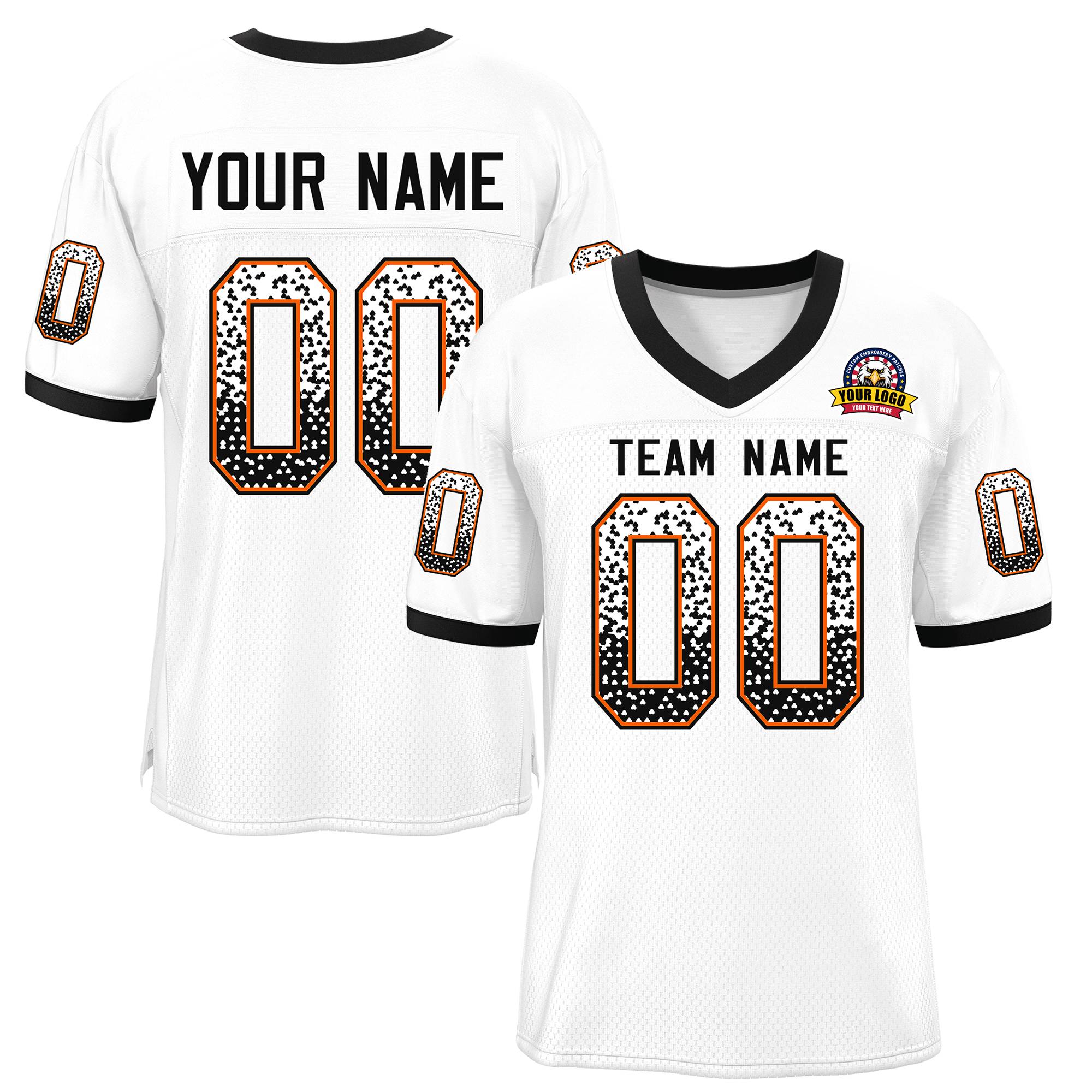 Custom White Black-Orange Drift Fashion Mesh Authentic Football Jersey