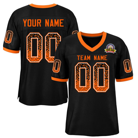 Custom Black Orange-White Drift Fashion Mesh Authentic Football Jersey