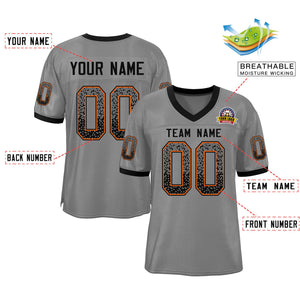 Custom Gray Black-Orange Drift Fashion Mesh Authentic Football Jersey