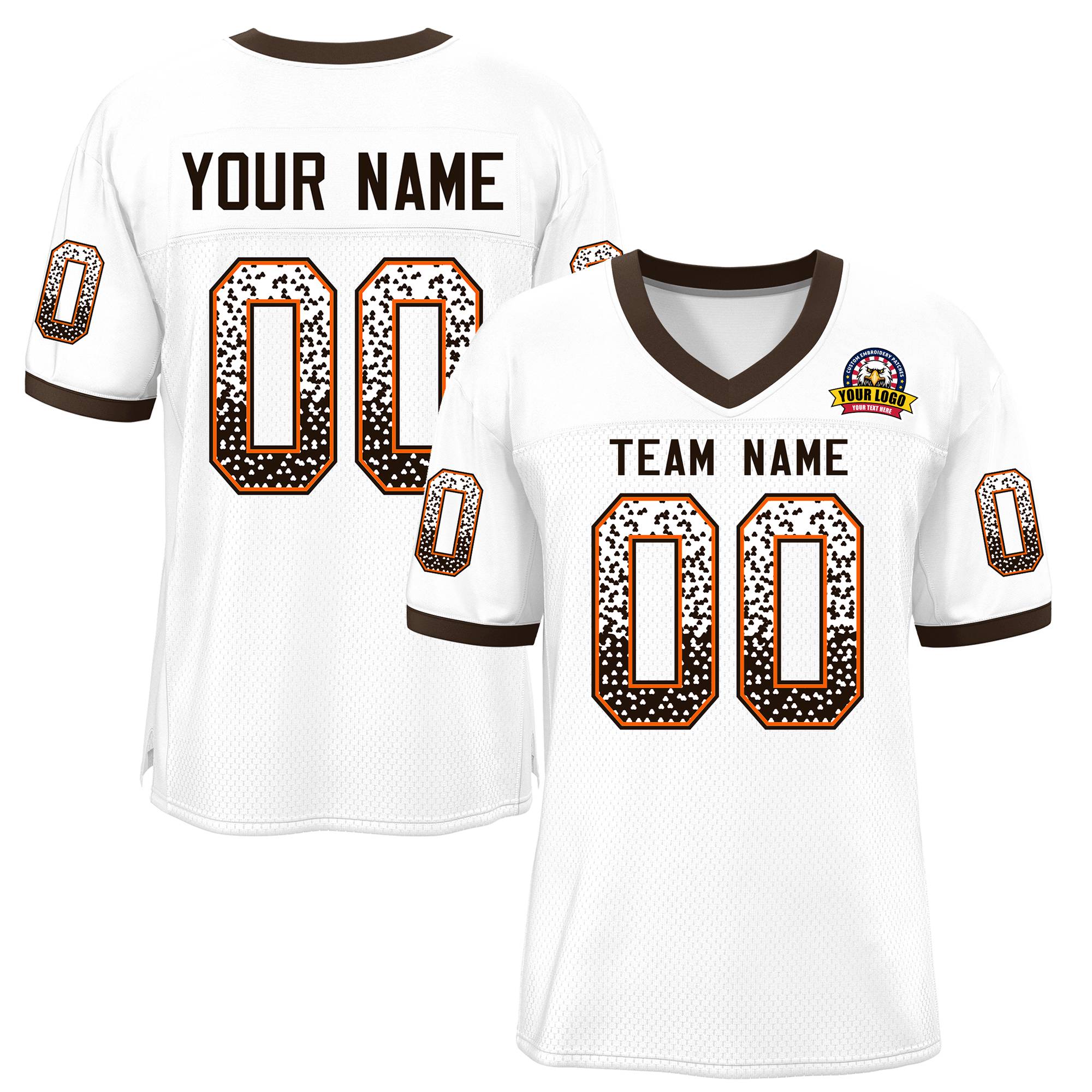 Custom White Brown-Orange Drift Fashion Mesh Authentic Football Jersey