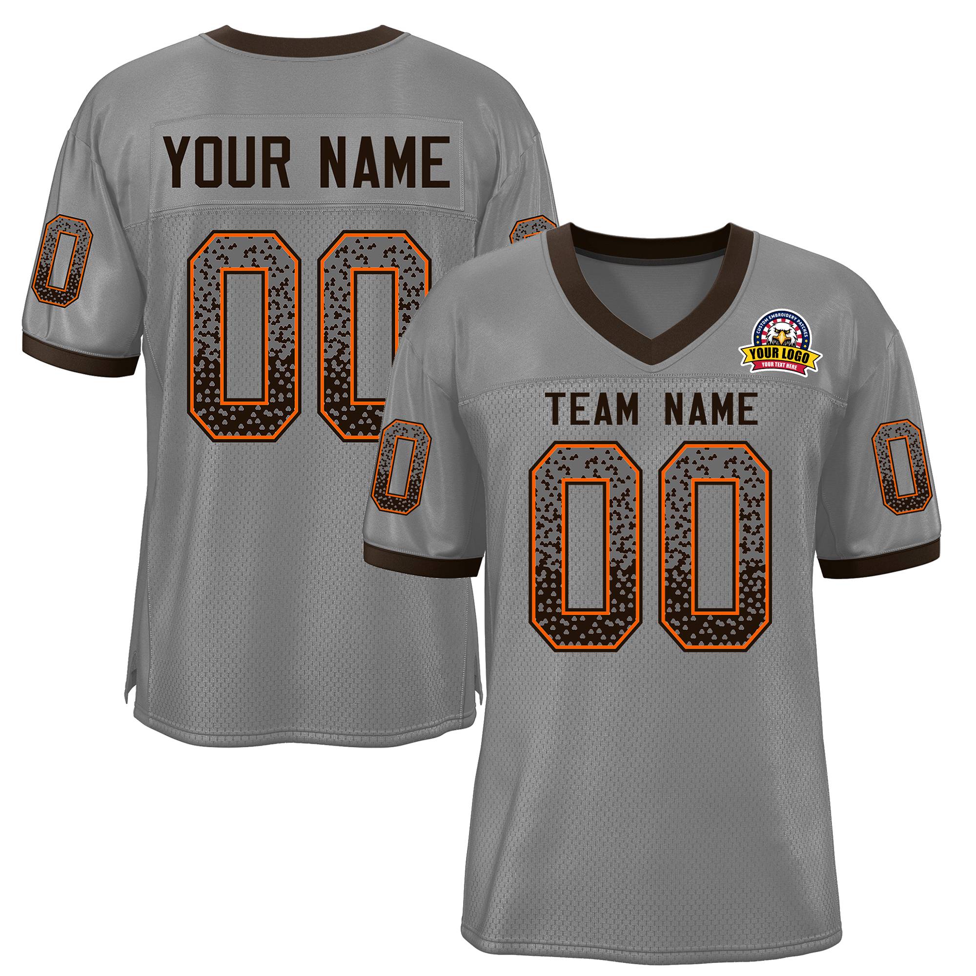 Custom Gray Brown-Orange Drift Fashion Mesh Authentic Football Jersey