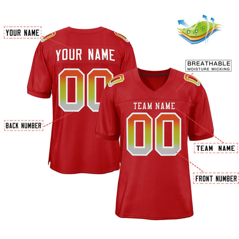 Custom Red White-Red Gradient Fashion Outdoor Authentic Football Jersey