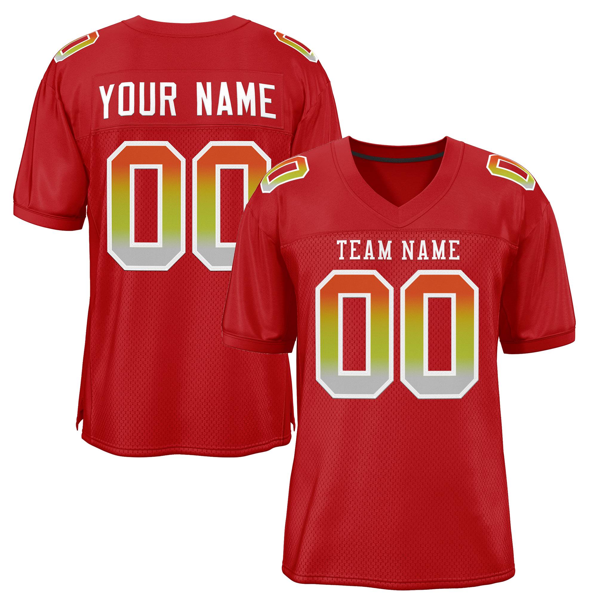 Custom Red White-Red Gradient Fashion Outdoor Authentic Football Jersey