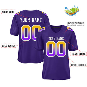 Custom Purple White-Purple Gradient Fashion Outdoor Authentic Football Jersey