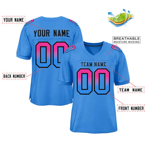 Custom Powder Blue Black Powder Blue Gradient Fashion Outdoor Authentic Football Jersey