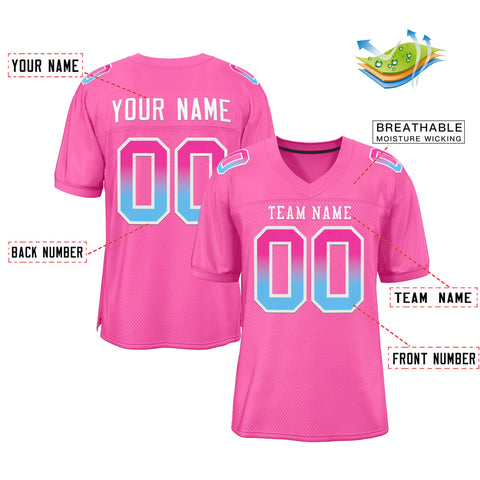 Custom Pink White-Pink Gradient Fashion Outdoor Authentic Football Jersey