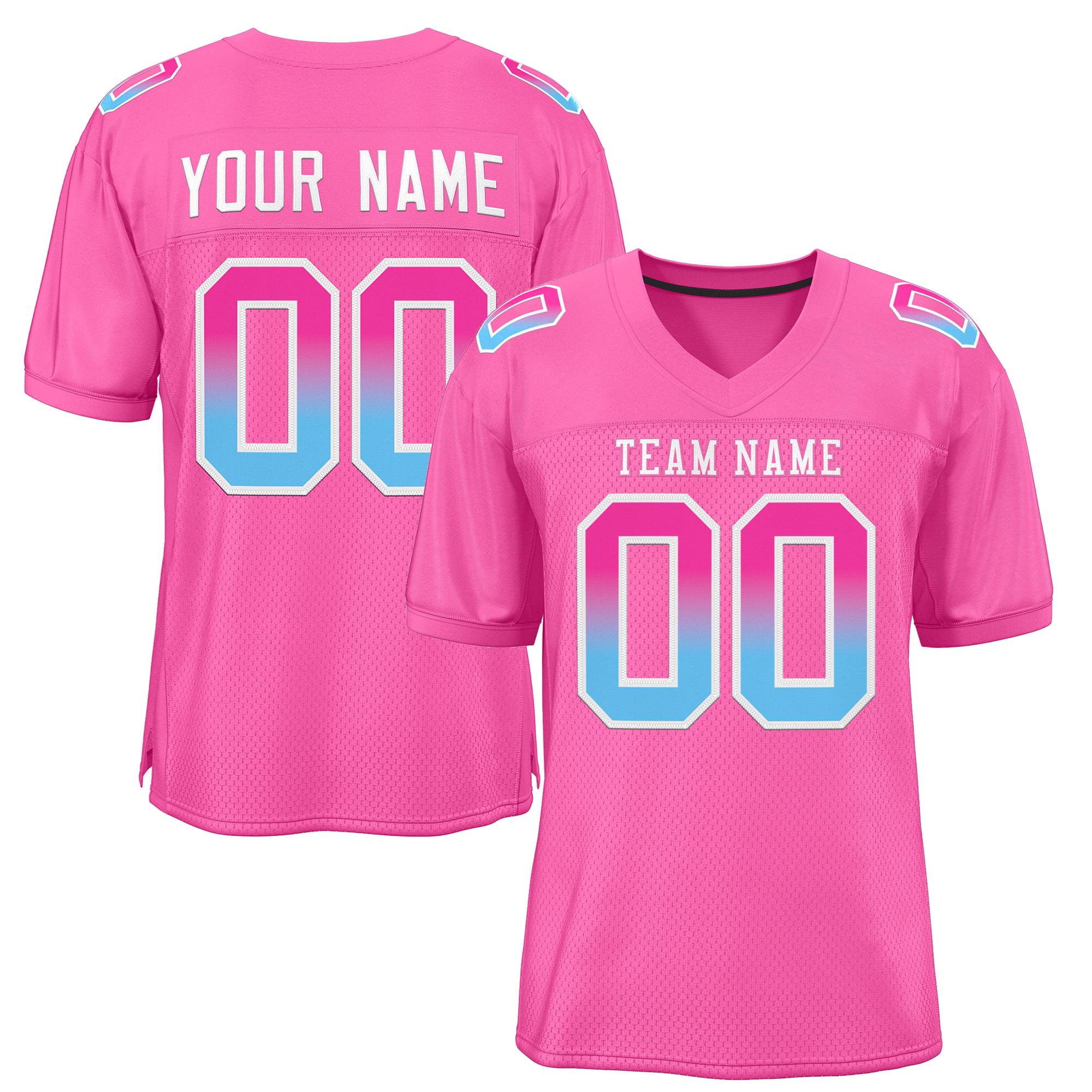 Custom Pink White-Pink Gradient Fashion Outdoor Authentic Football Jersey