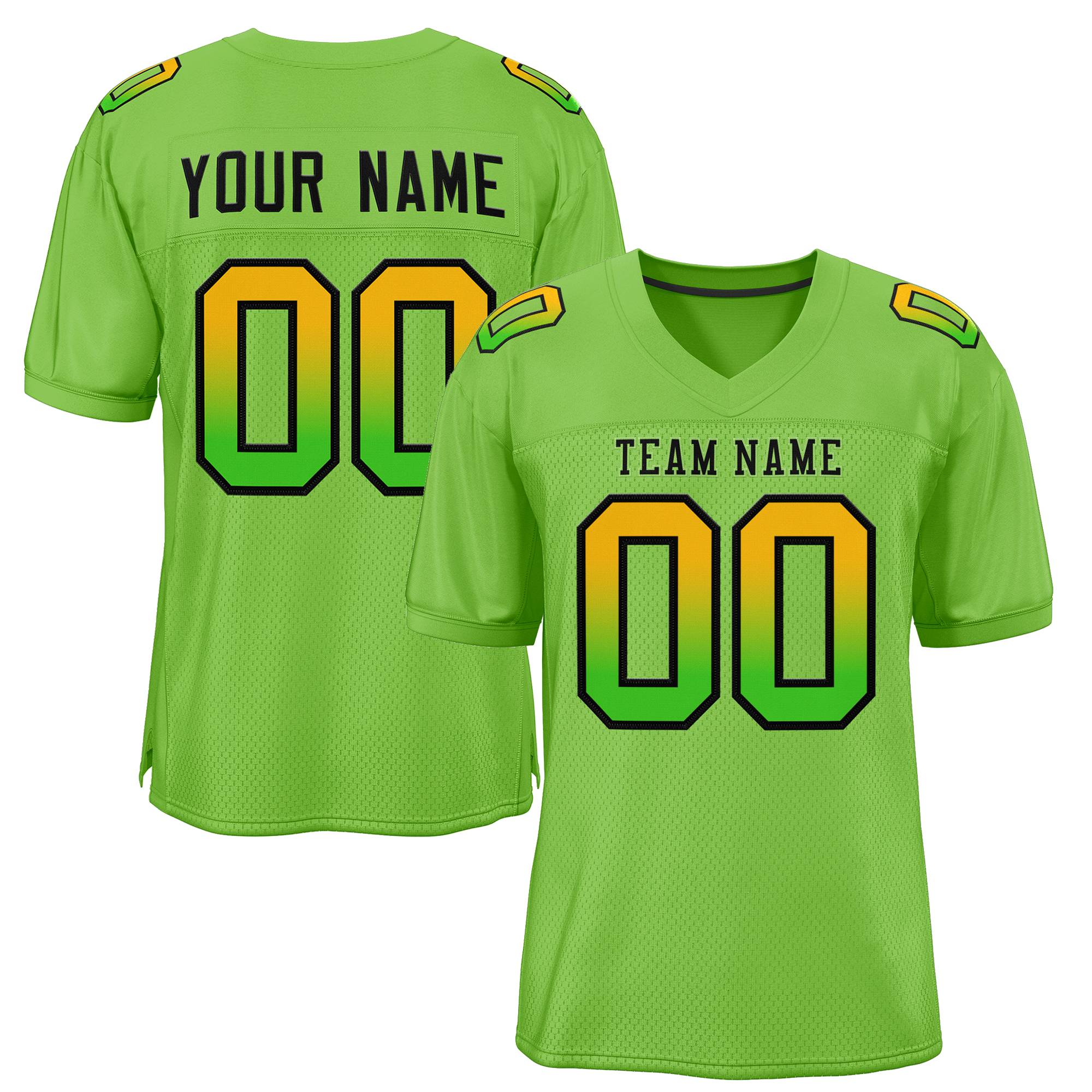 Custom Neon Green Black-Neon Green Gradient Fashion Outdoor Authentic Football Jersey