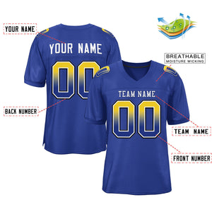 Custom Royal White-Royal Gradient Fashion Outdoor Authentic Football Jersey