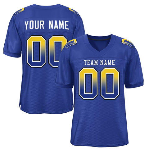 Custom Royal White-Royal Gradient Fashion Outdoor Authentic Football Jersey
