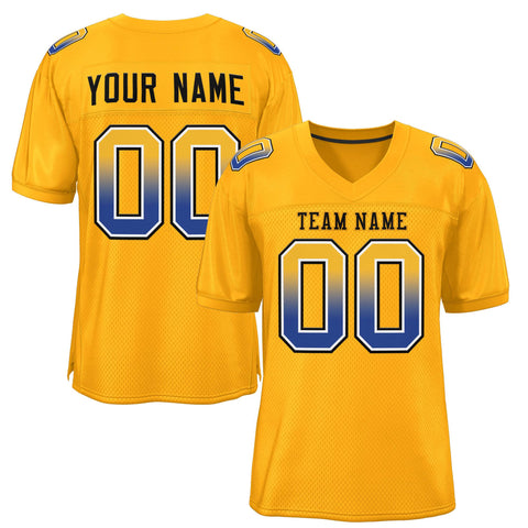 Custom Gold Black-Gold Gradient Fashion Outdoor Authentic Football Jersey