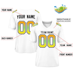 Custom White Black-White Gradient Fashion Outdoor Authentic Football Jersey