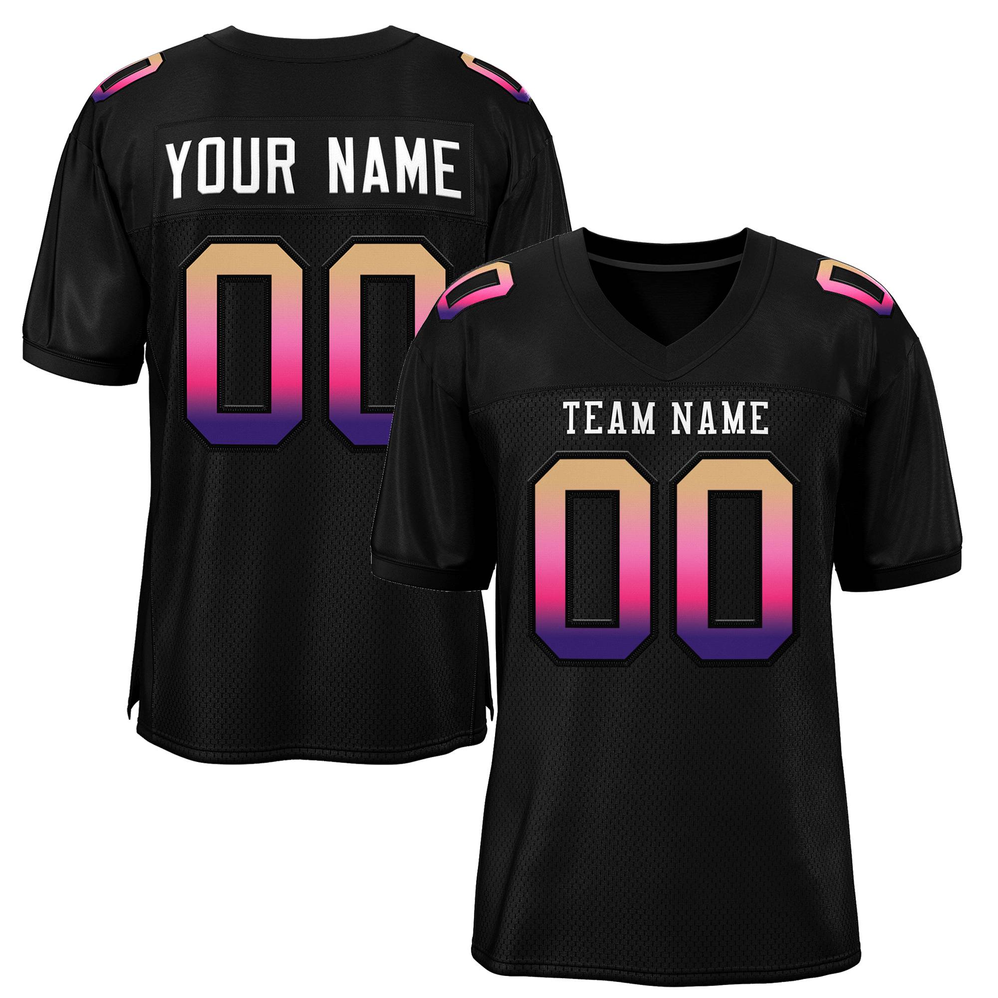 Custom Black White-Black Gradient Fashion Outdoor Authentic Football Jersey