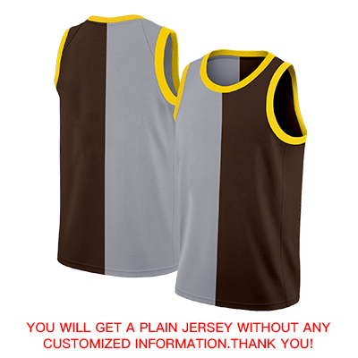 Custom Brown Yellow-White Split Fashion Tops Basketball Jersey