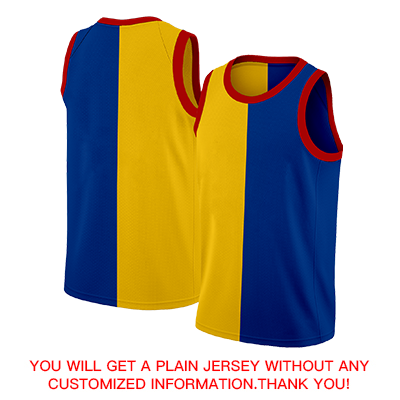 Custom Blue Yellow-Red Split Fashion Tops Basketball Jersey