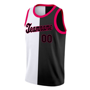 Maillot de basket-ball personnalisé noir blanc-rose, hauts à la mode