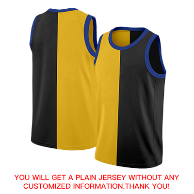 Custom Black Yellow-Navy Split Fashion Tops Basketball Jersey