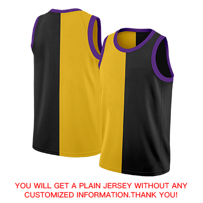 Custom Black Yellow-Purple Split Fashion Tops Basketball Jersey