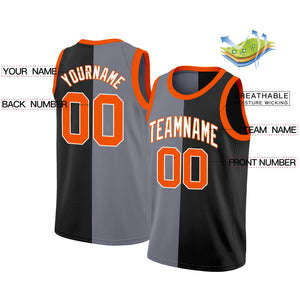 Custom Black Orange-White Split Fashion Tops Basketball Jersey