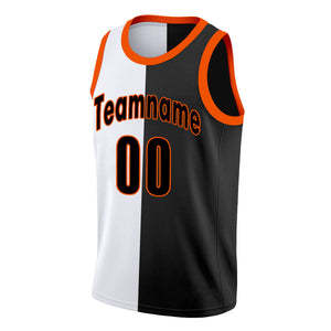 Custom Black White-Orange Split Fashion Tops Basketball Jersey