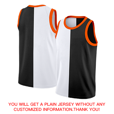 Custom Black White-Orange Split Fashion Tops Basketball Jersey