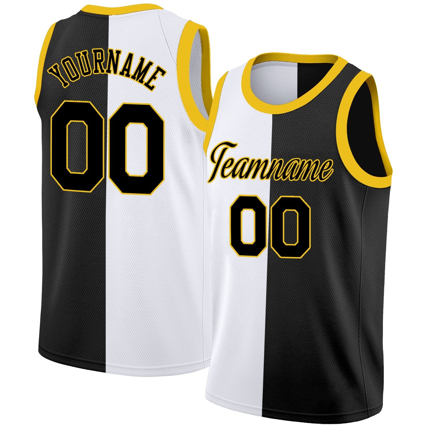 Maillot de basket-ball personnalisé, blanc, noir et jaune, hauts à la mode