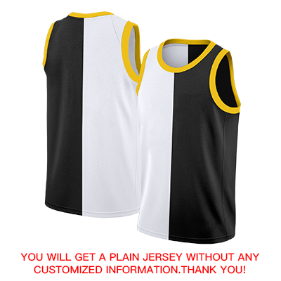 Custom White Black-Yellow Split Fashion Tops Basketball Jersey