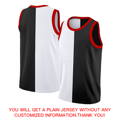 Custom Black White-Red Split Fashion Tops Basketball Jersey