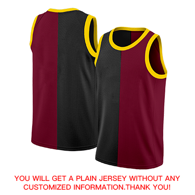 Custom Black Maroon-Yellow Split Fashion Tops Basketball Jersey