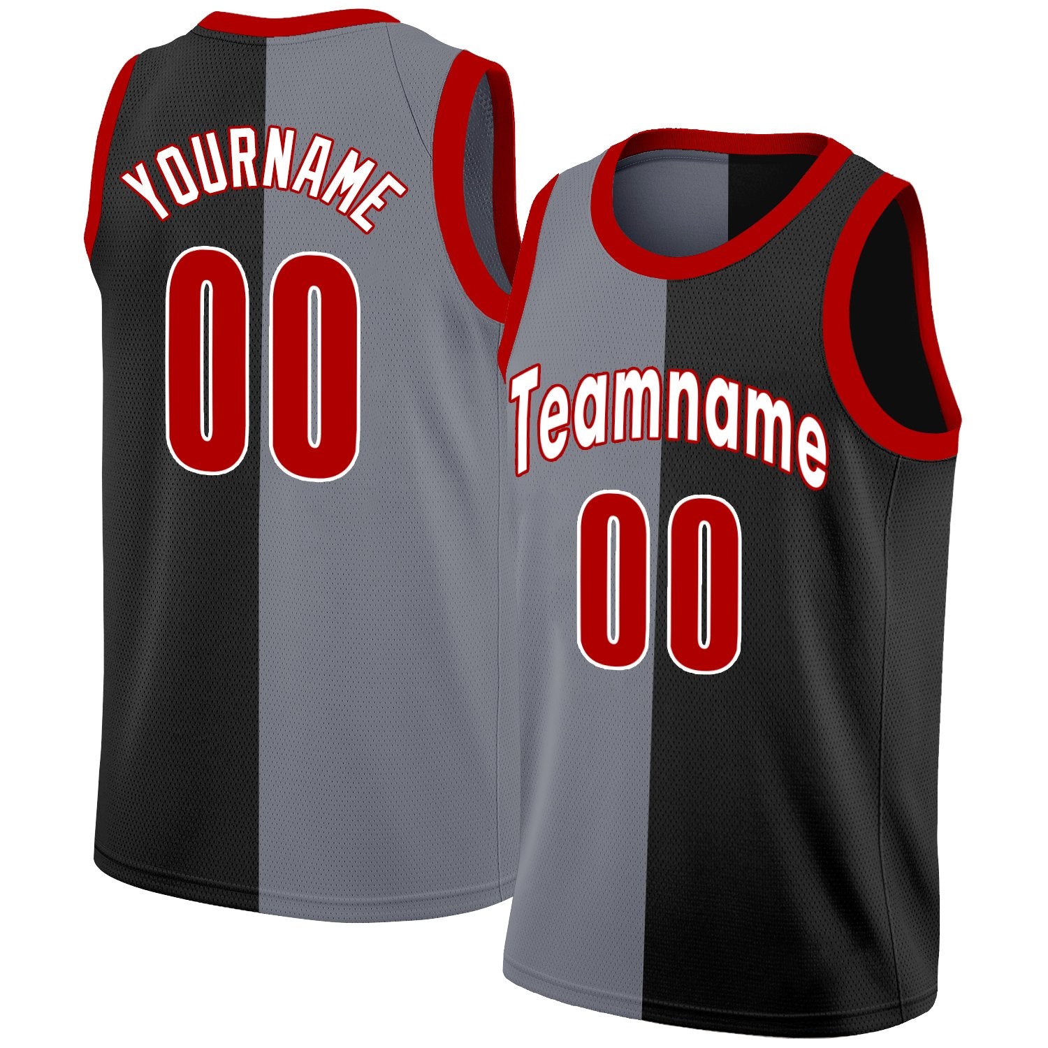 Custom Black White Split Fashion Tops Basketball Jersey