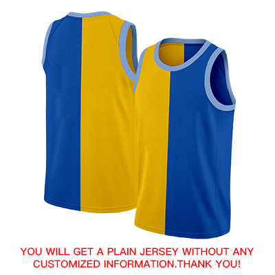Custom Yellow Blue-White Split Fashion Tops Basketball Jersey