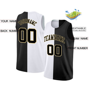 Maillot de basket-ball personnalisé noir blanc-jaune, hauts à la mode