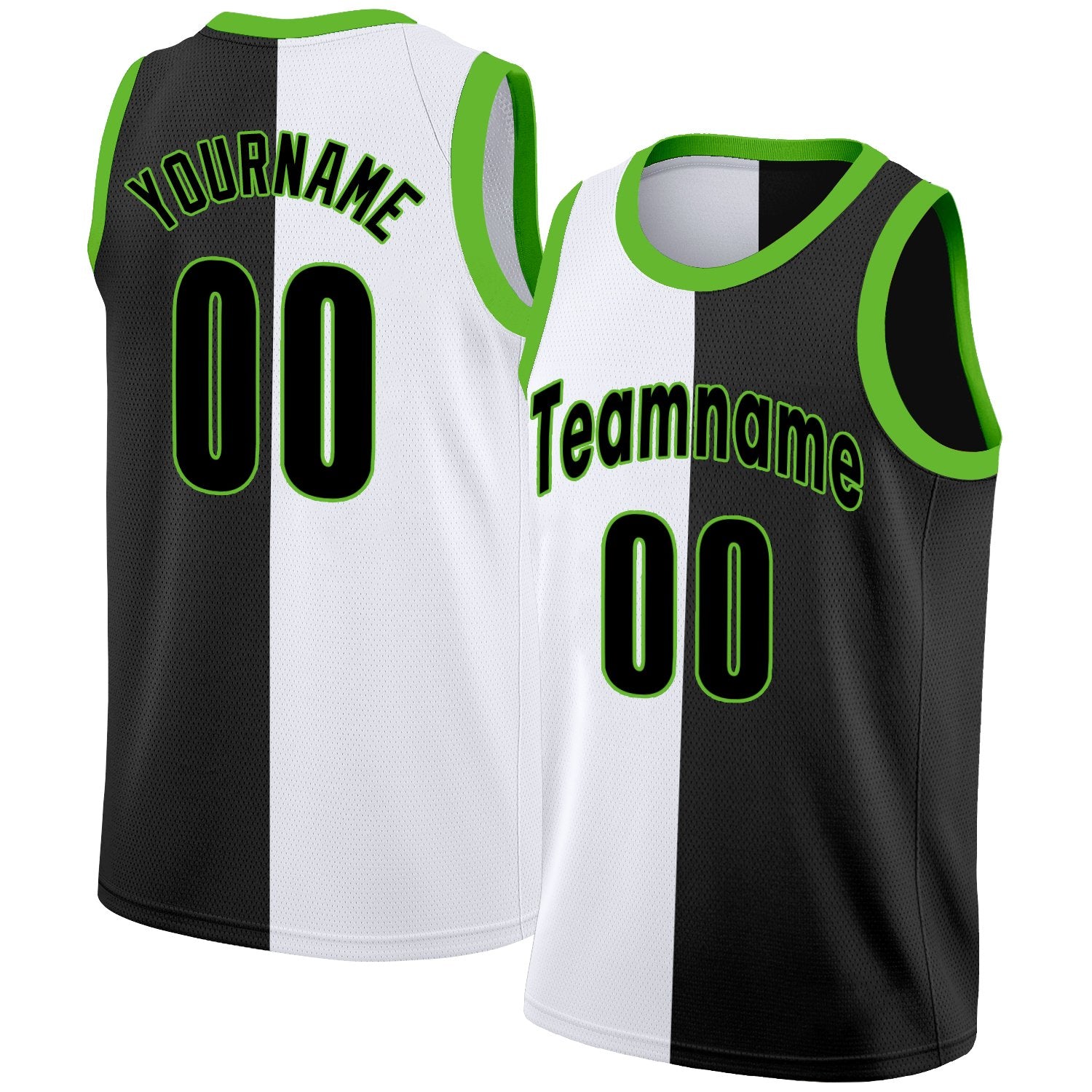 Custom Black White Split Fashion Tops Basketball Jersey