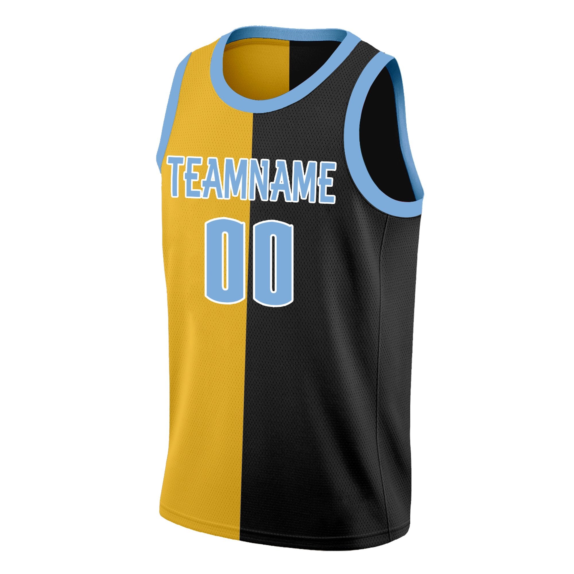 Custom Yellow Black Split Fashion Tops Basketball Jersey