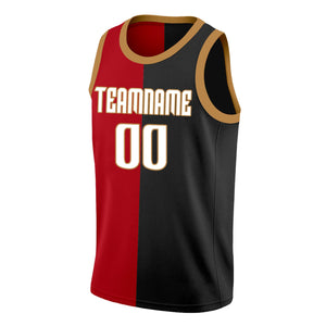 Custom Black Red-Brown Split Fashion Tops Basketball Jersey