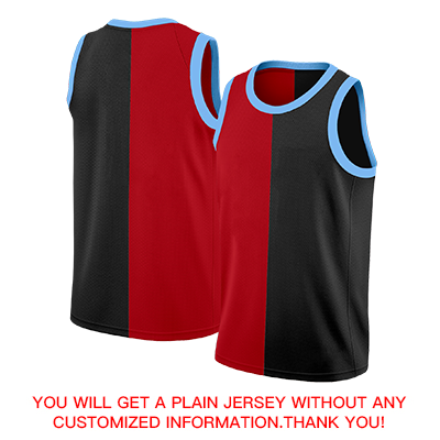 Custom Black Red-Blue Split Fashion Tops Basketball Jersey