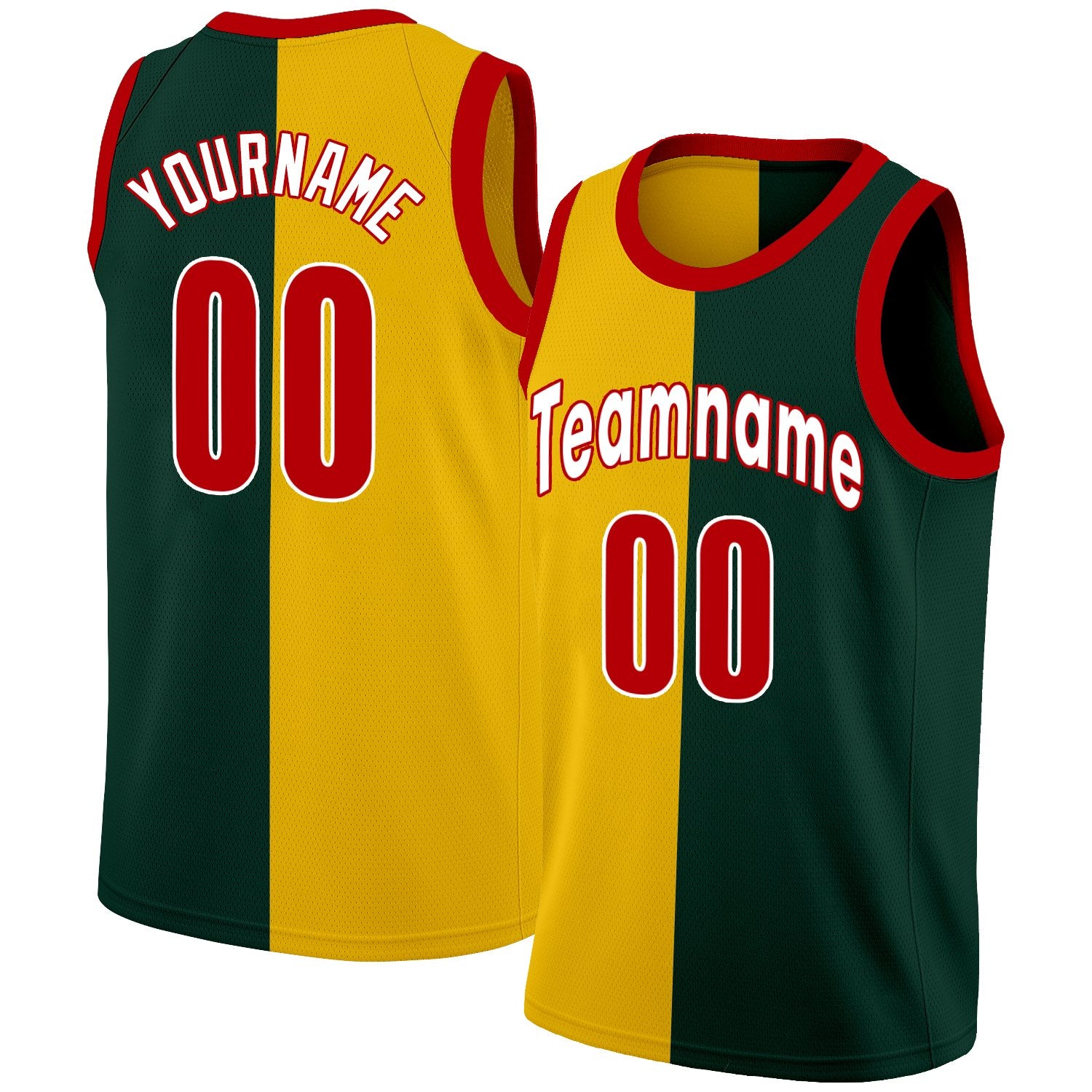 Maillot de basket-ball personnalisé, jaune, vert-rouge, à la mode, haut à la mode