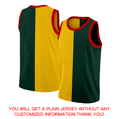 Custom Yellow Green-Red Split Fashion Tops Basketball Jersey
