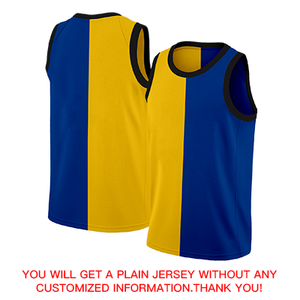 Custom Yellow Blue-White Split Fashion Tops Basketball Jersey