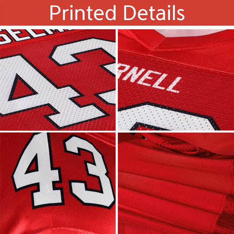 Custom White Red Classic Style Mesh Authentic Football Jersey