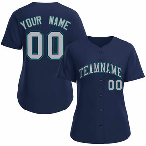 Maillot de baseball personnalisé de style classique, gris marine, marine, pour femmes