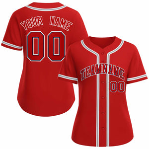 Maillot de baseball de style classique rouge rouge marine personnalisé pour femmes